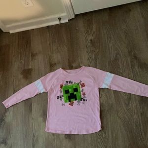 Light pink Minecraft shirt for girls.